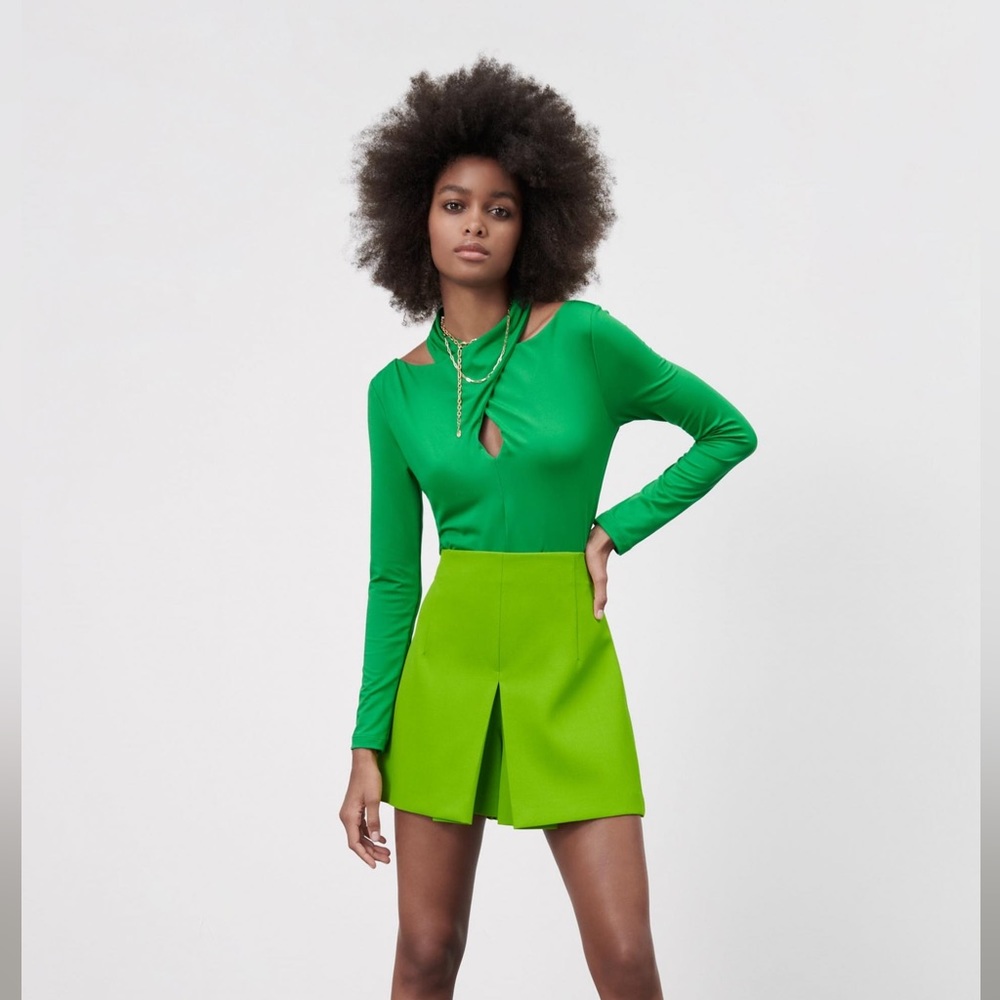 Zara Skort Lime Green Large New NWT